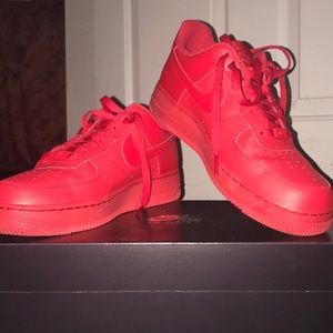 All red Nike Air Force 1s. In box & perfect condit